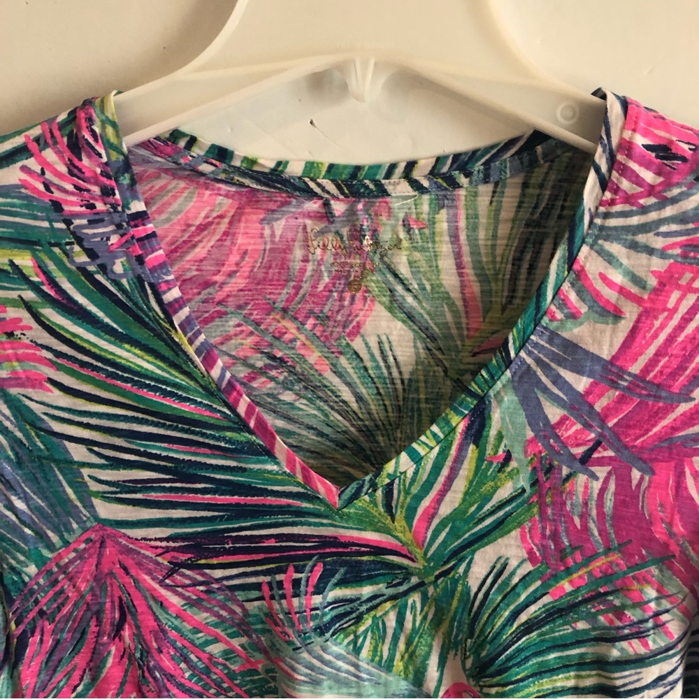 LILLY PULITZER Fern Print V Neck Short Sleeve T SHIRT S - Picture 6 of 8